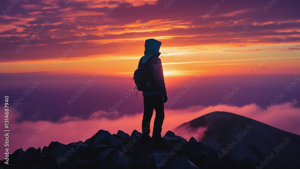 Obraz premium silhouette of a man in the mountains