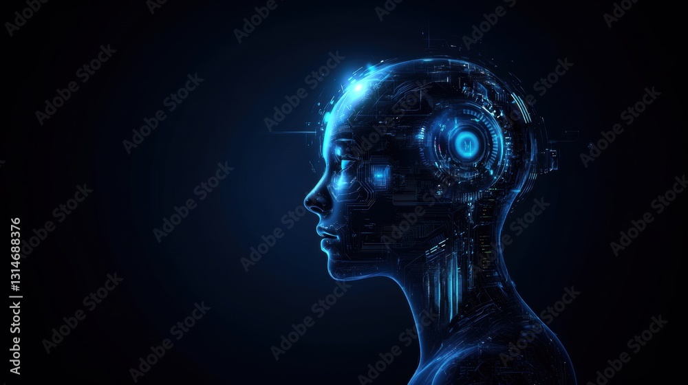 High tech background template design with theme of humanoid robot. High tech background template design with theme of humanoid robot.