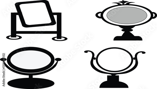 Mirrors silhouette vector style with white background.
