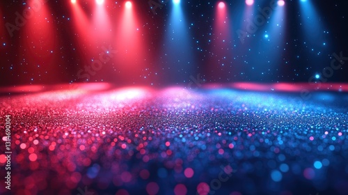 A vibrant, abstract digital artwork showcasing a split scene with electric blue on the left and fiery red on the right.