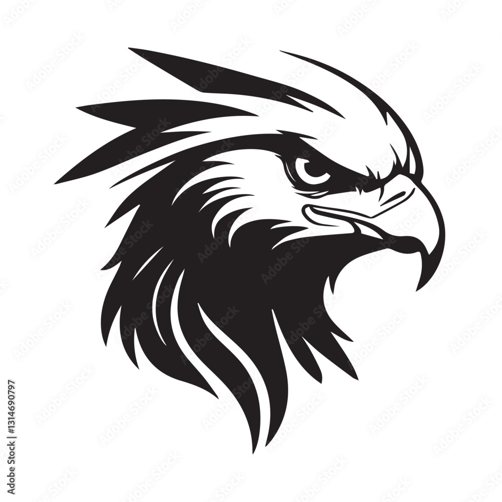 Obraz premium Powerful Black and White Eagle Head illustration