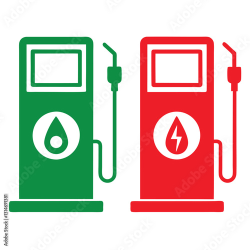 Gasoline and Electric Charging Station Vector Icon.