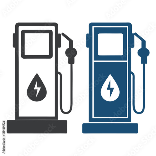 Gasoline and Electric Charging Station Vector Icon.