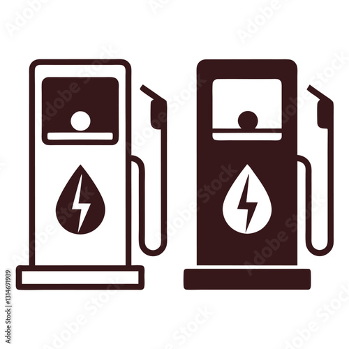 Gasoline and Electric Charging Station Vector Icon.