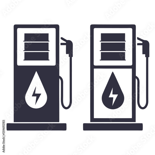 Gasoline and Electric Charging Station Vector Icon.