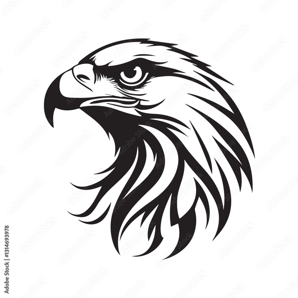 Fototapeta premium Powerful Black and White Eagle Head illustration