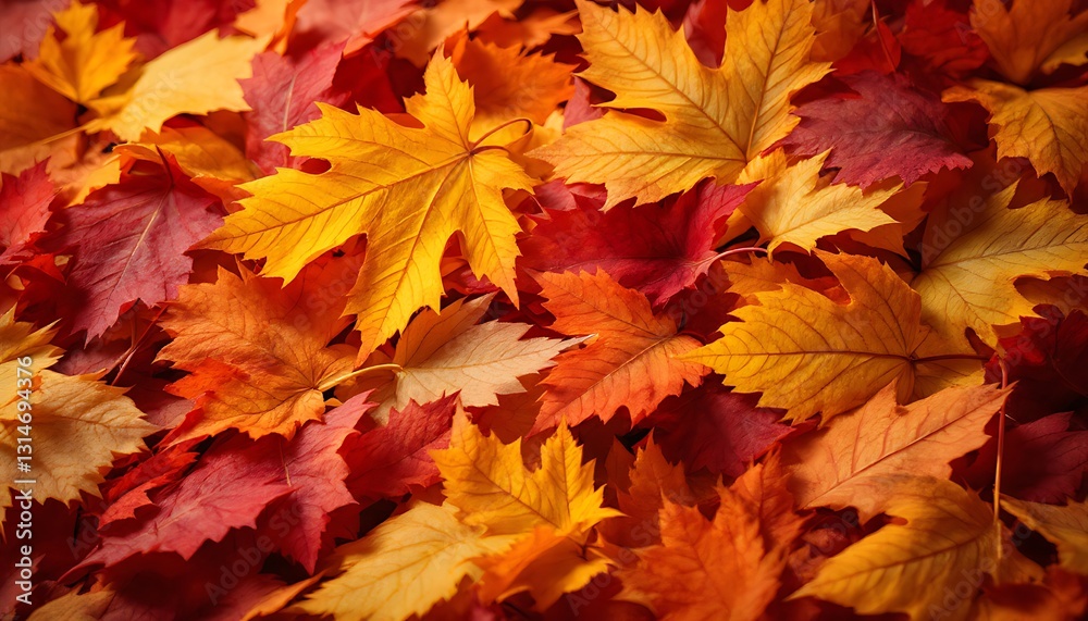 Pile of Colorful Maple Leaves Displaying Vibrant Autumn Fall Season Pile of Colorful Maple Leaves Displaying Vibrant Autumn Fall Season