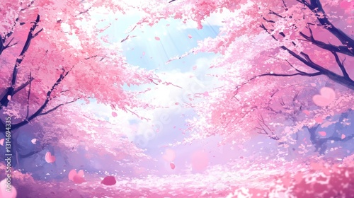 Beautiful cherry blossom tree branch with blooming flower.