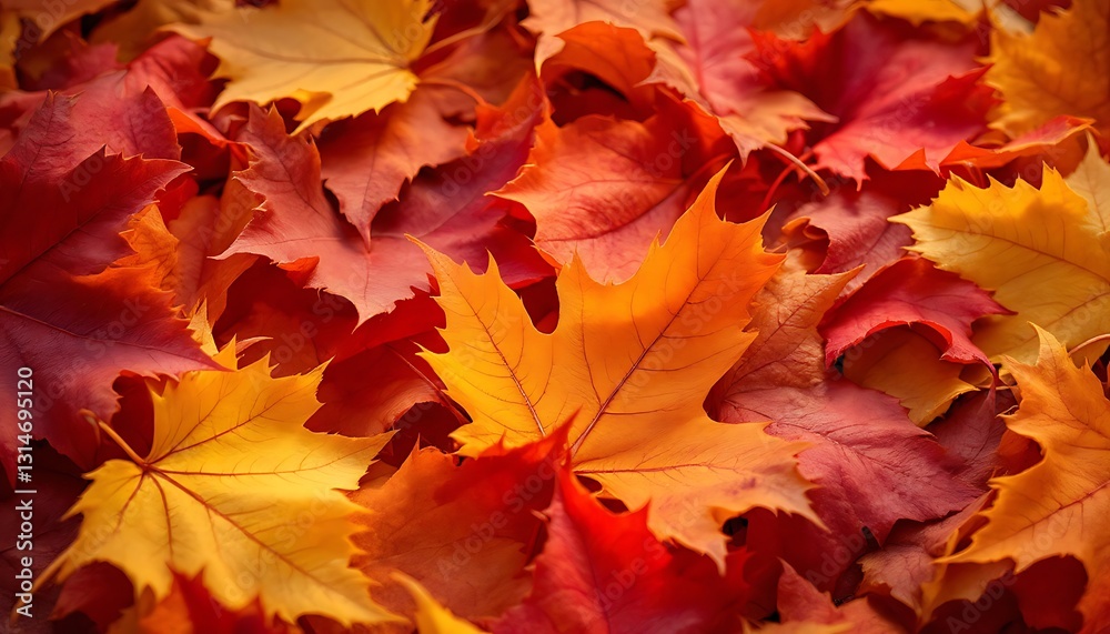 Fototapeta premium Colorful Autumn Leaves Background Pile Showing Fall Season and Colors