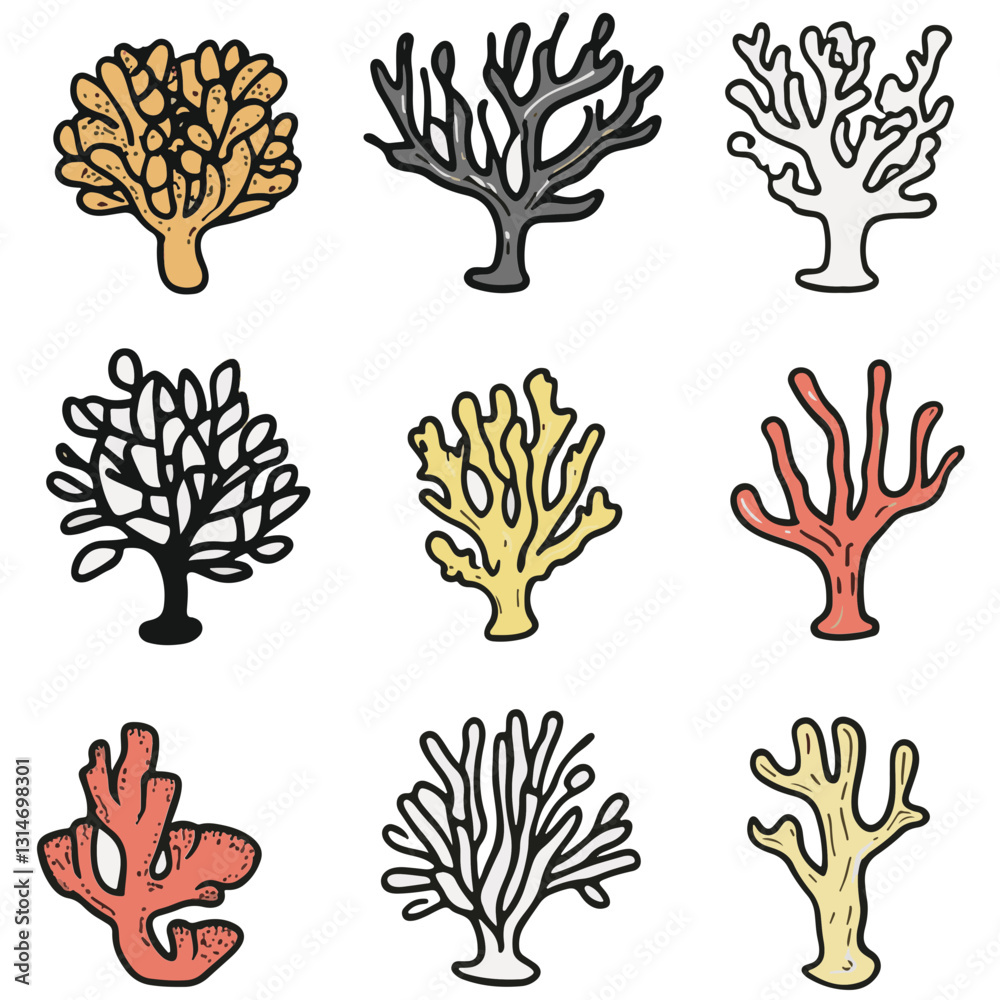 Naklejka premium Coral Simple Vector Logo – High-Contrast 2D Flat Design Illustration