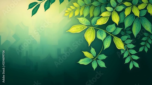 tree branches with green leaves on blue sky