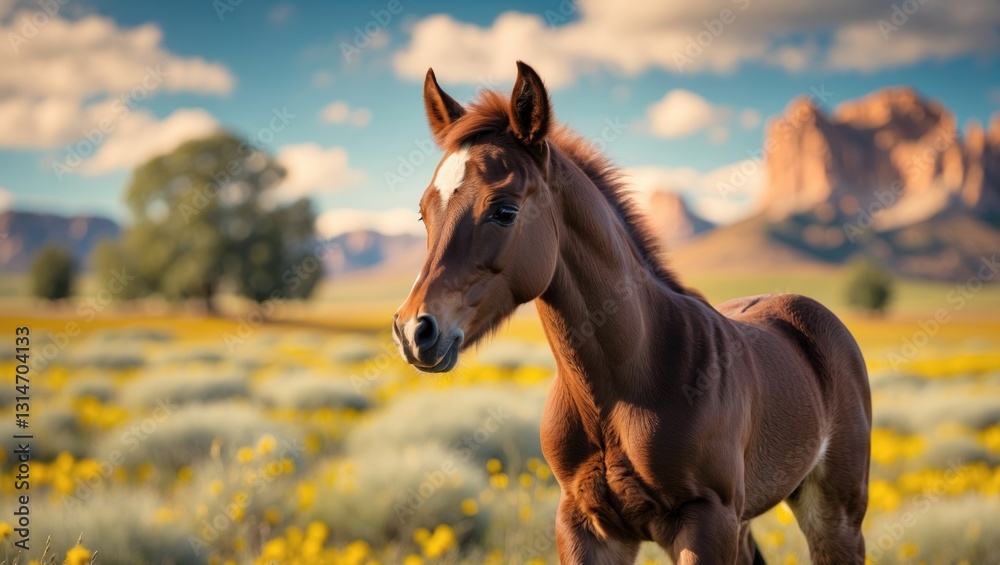 Fototapeta premium Young foal of breed, Western horse.