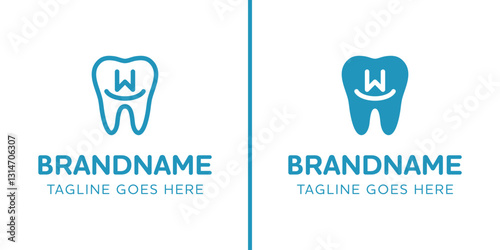 Letter W Dental Tooth Logo, symbolizing tooth, dental care and orthodontist