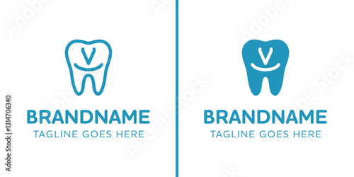 Letter V Dental Tooth Logo, symbolizing tooth, dental care and orthodontist
