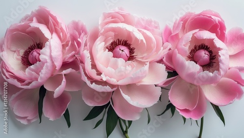 Wallpaper Mural Arrangement of pink peonies flowers on a white isolated background with clipping path. Closeup. Nature. Torontodigital.ca