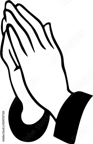 Silhouette of joined palms in a prayer or supplication gesture, representing faith in God and the spiritual significance of sacred Christian events such as the Annunciation, Nativity, and Resurrection