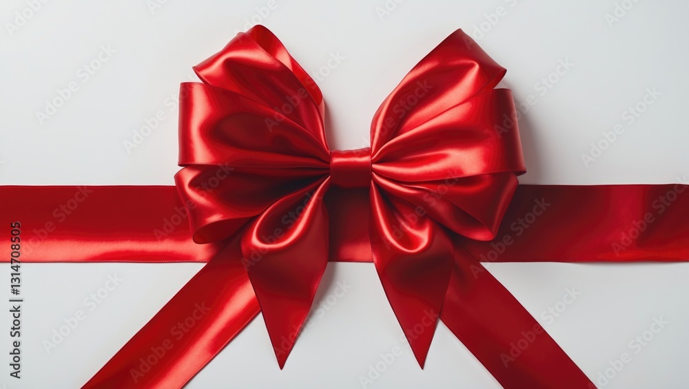 Fototapeta premium Shiny red satin bow on white background