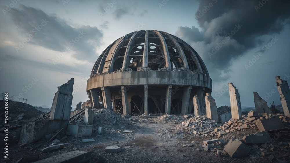 Obraz premium ruins of dome nuclear explosion
