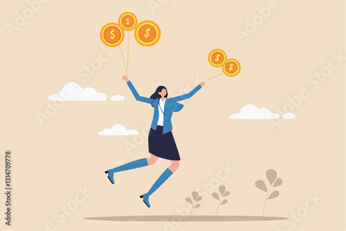 Bitcoin market risk, volatility and danger crypto currency price, challenge to success in bitcoin investment concept, smart businesswoman performing plates spinning with shiny bitcoin physical coins.