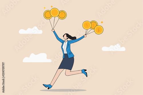 Bitcoin market risk, volatility and danger crypto currency price, challenge to success in bitcoin investment concept, smart businesswoman performing plates spinning with shiny bitcoin physical coins.