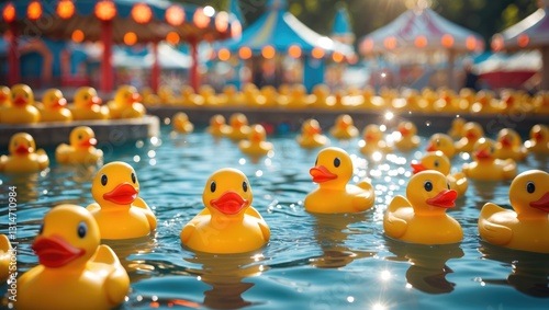 Rubber ducks in a fairground attraction.