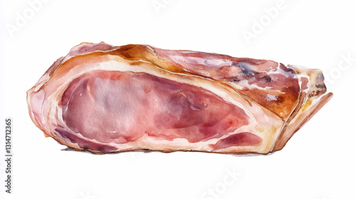 Vector illustration, pork lard  slice, bacon,
 watercolor illustration on white background
