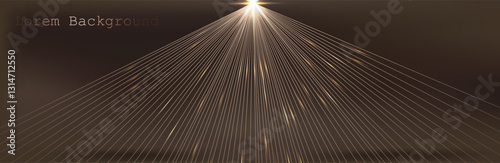 Luxurious abstract golden lines connect at one point to the star. Brown modern background. Suitable as wallpaper background, cover, template. Vector illustration. EPS 10. mocha mousse
