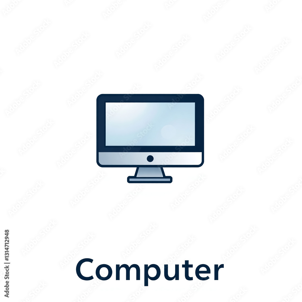 Desktop Computer Icon Flat Design Digital Device Technology Desktop Computer Icon Flat Design Digital Device Technology