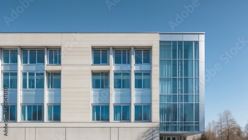 School structure and springtime azure sky