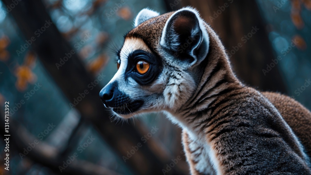 Fototapeta premium Ring-tailed lemur seen in profile.