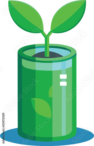 Green Sprout in the Battery vector artwork illustration 