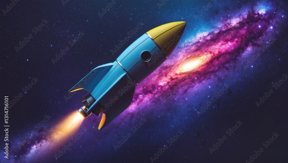 Rocket and a colorful galaxy illustrated in a doodle against a background. Rocket and a colorful galaxy illustrated in a doodle against a background.