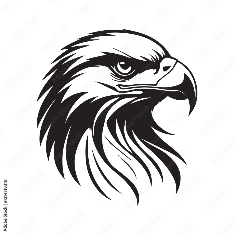 Obraz premium Powerful Black and White Eagle Head illustration