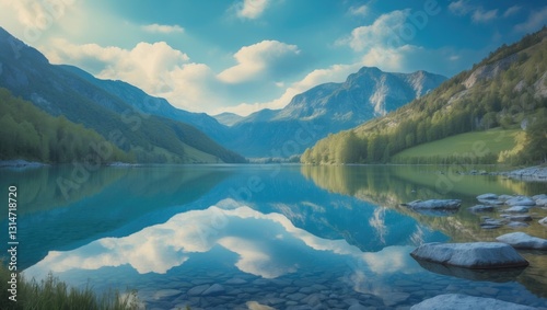 Fototapeta Naklejka Na Ścianę i Meble -  Rohacske lake situated in the mountains.