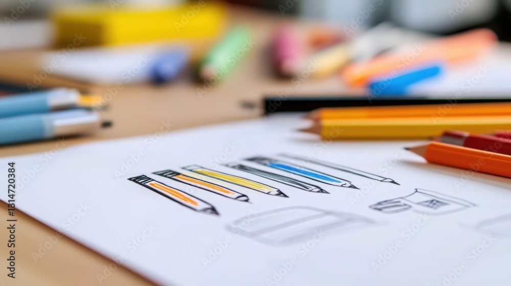 Web page layout drawn on a white sheet of paper . 