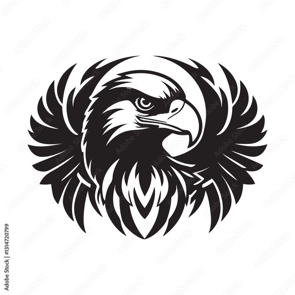 Obraz premium Powerful Black and White Eagle Head illustration
