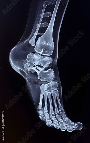 49. X-ray of a human foot with clear depiction of ankle and foot bones
