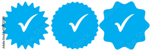 Blue check mark tick verification icon symbol vector.