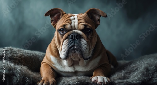 serious English bulldog amusingly relaxed