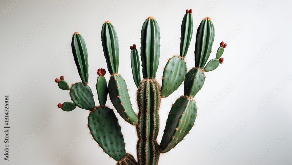 Beautiful large green cactus on a white background. Beautiful large green cactus on a white background.
