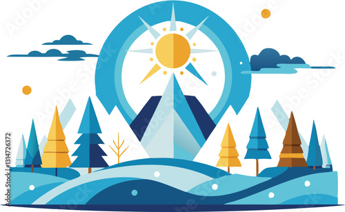 Winter solstice vector artwork illustration