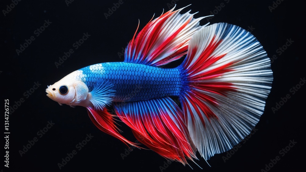 Fototapeta premium Siamese fighting fish. Colorful fighting fish set against a black background.