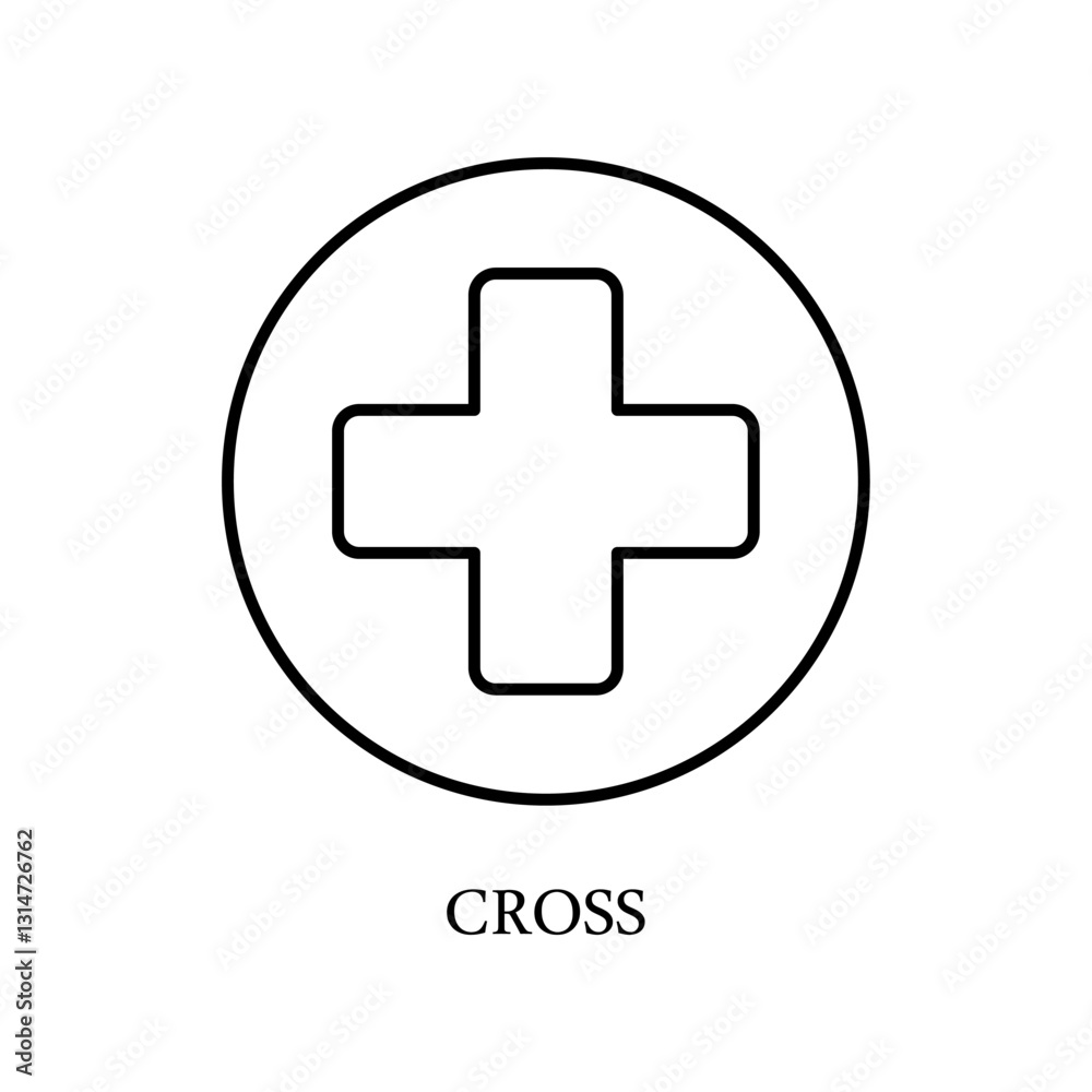 Icon a cross, isolated against a clean background. Icon a cross, isolated against a clean background.