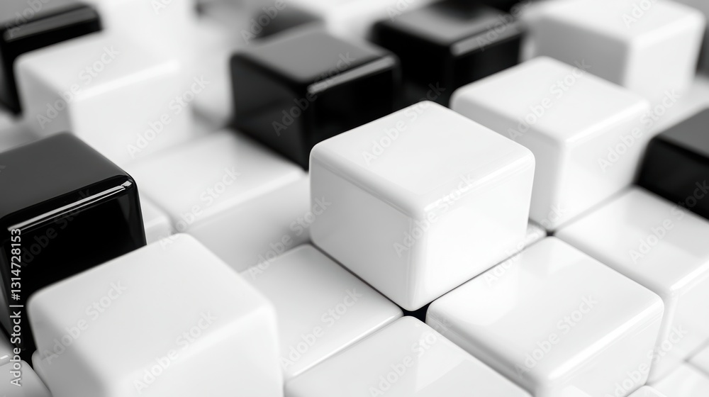 Fototapeta premium White and black cubes symbolizing stylish contrast . 