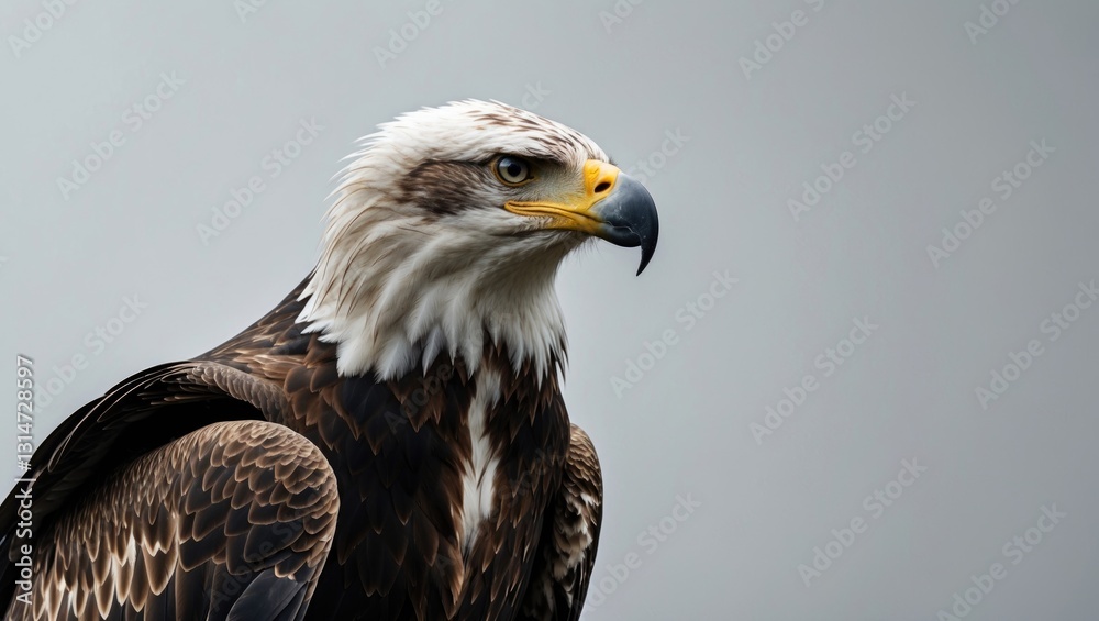 An eagle - Haliaeetus leucocephalus - set against a white background. An eagle - Haliaeetus leucocephalus - set against a white background.