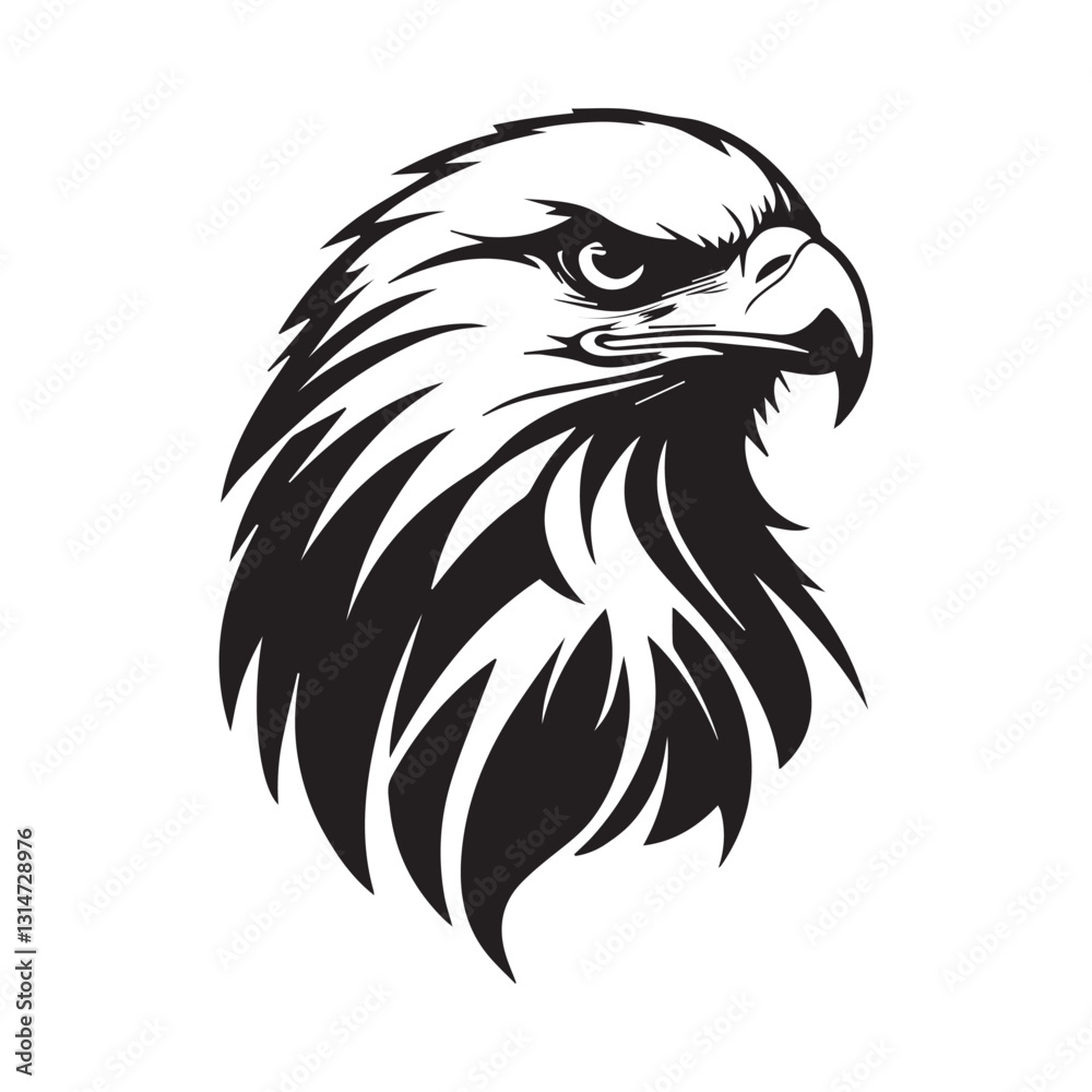 Fototapeta premium Powerful Black and White Eagle Head illustration