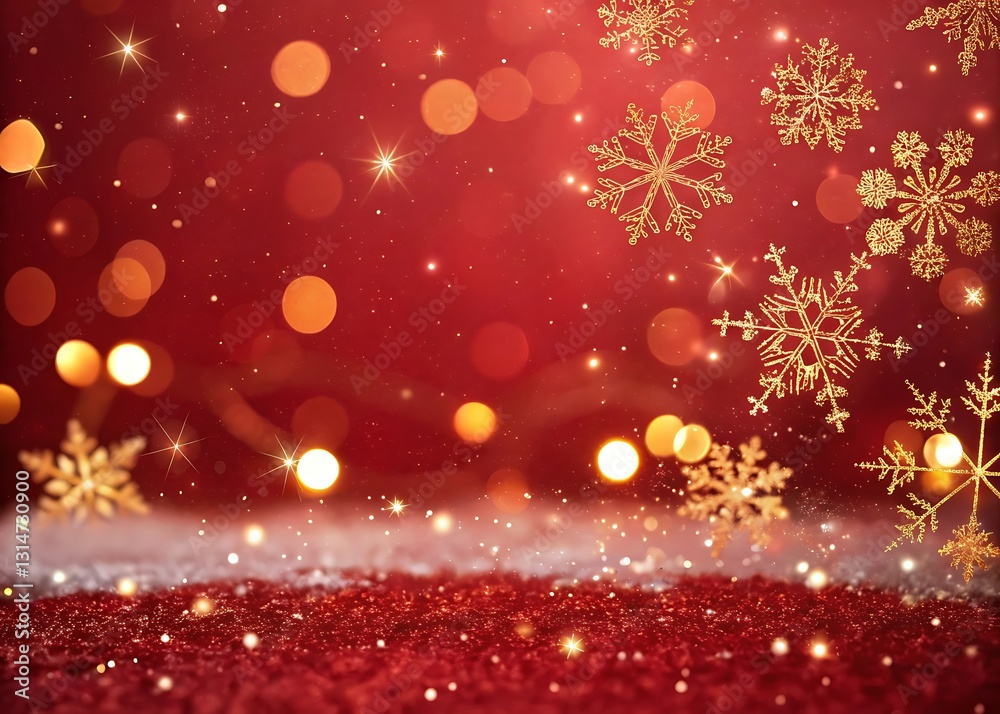 Red Christmas background with snowflakes and bokeh lights Red Christmas background with snowflakes and bokeh lights