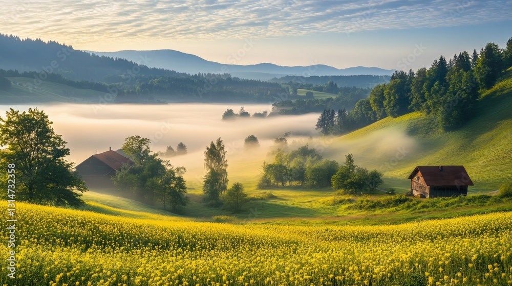 Foggy morning in countryside Foggy morning in countryside