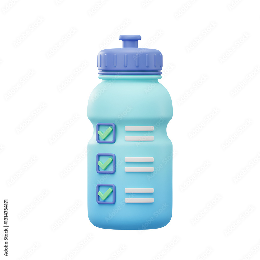 Water Bottle with Check Marks Icon Water Bottle with Check Marks Icon