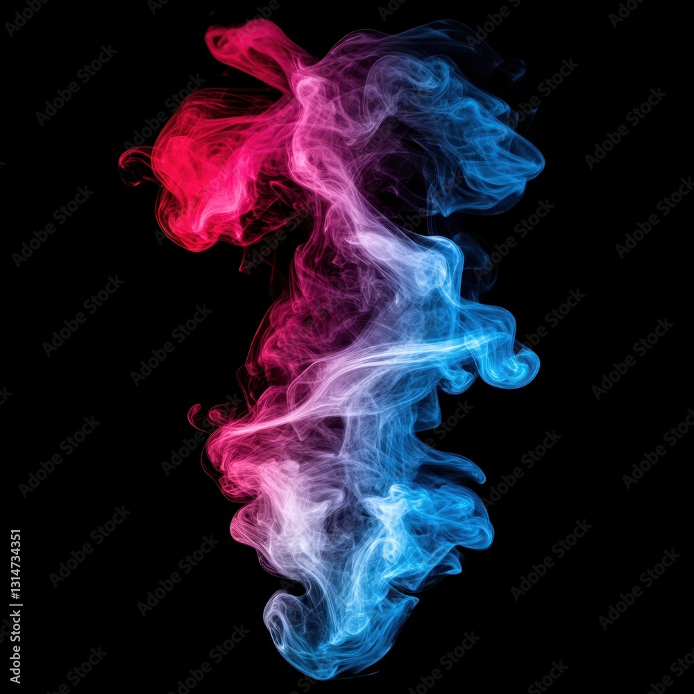 Ethereal smoke art with vibrant red and blue hues swirling against a stark black background creating a captivating abstract visual Ethereal smoke art with vibrant red and blue hues swirling against a stark black background creating a captivating abstract visual
